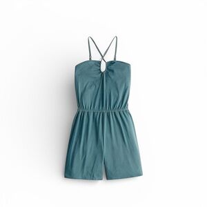 NWT Hollister Gilly Hicks Dark Teal Halter Neck Keyhole Mini Romper XL Summer